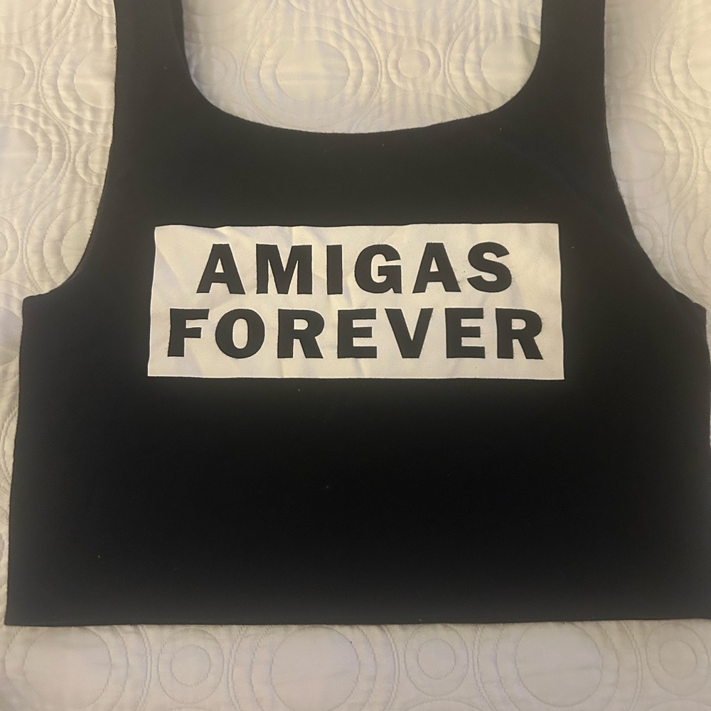 Black 'Amigas Forever' Kid's Bra Top